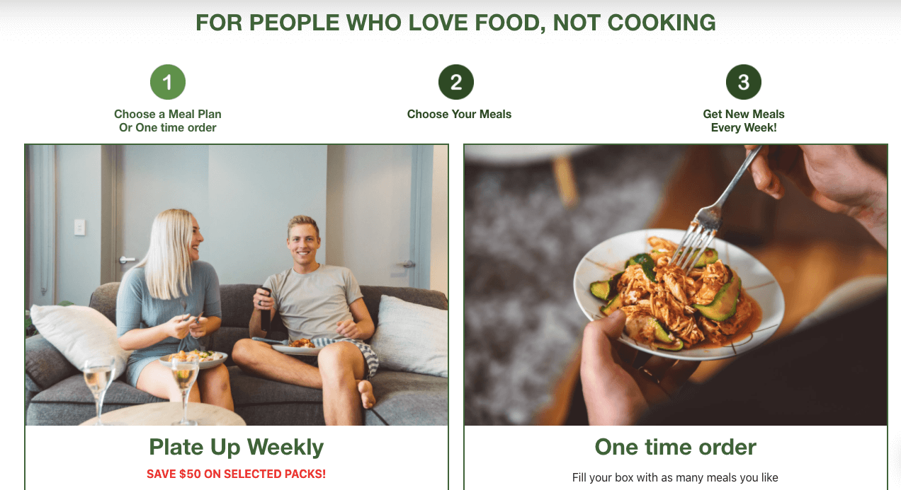 Plate up meal options 